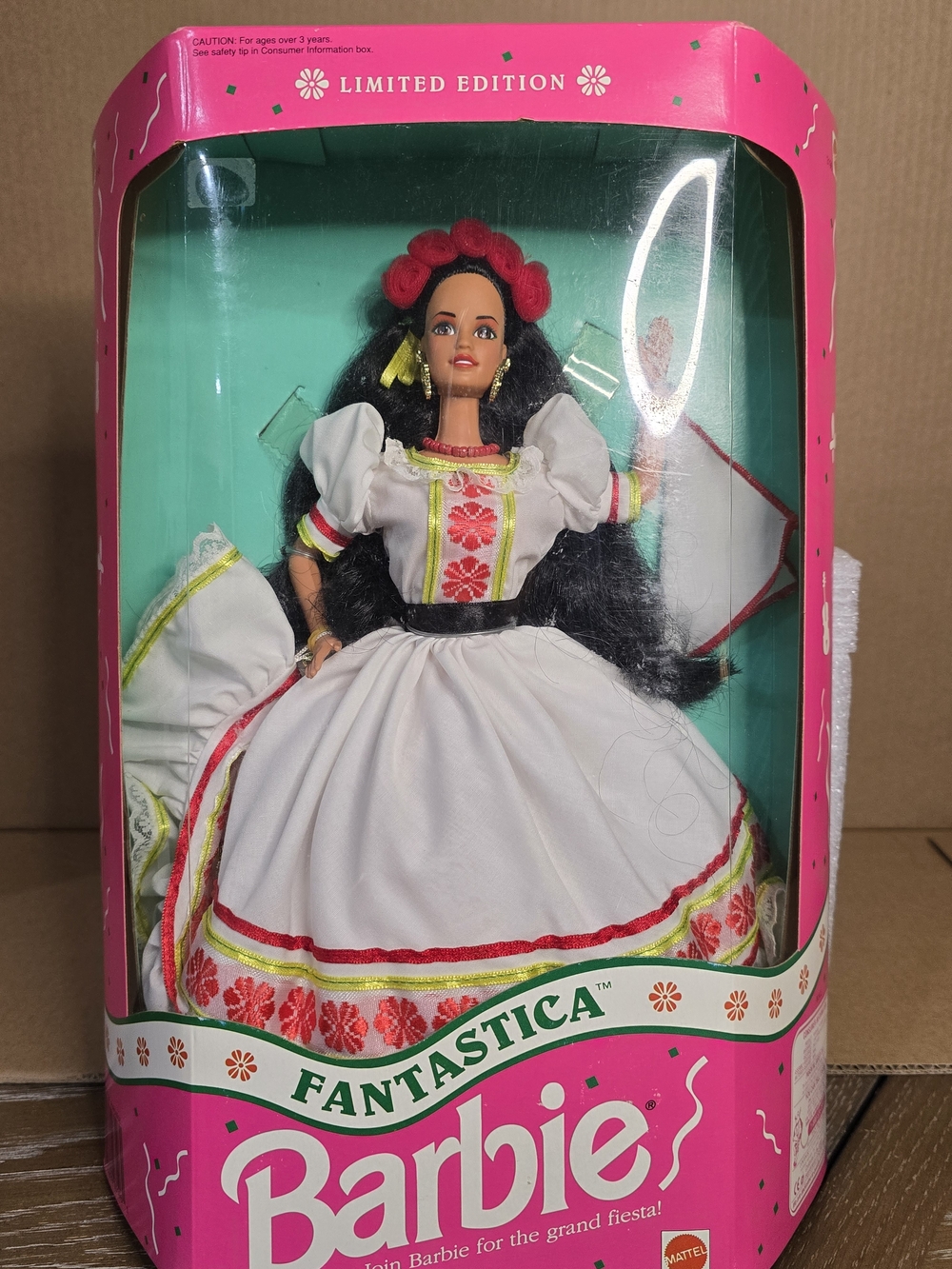 Mattel Barbie Fantastica Doll in White Dress with Red & Green Accents
